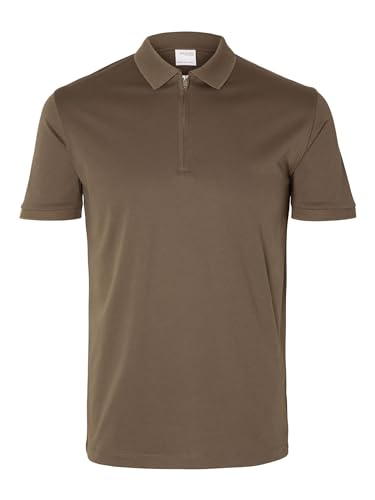 SELETED HOMME Herren Slhfave Zip Noos Poloshirt, Morel, L EU von SELECTED HOMME