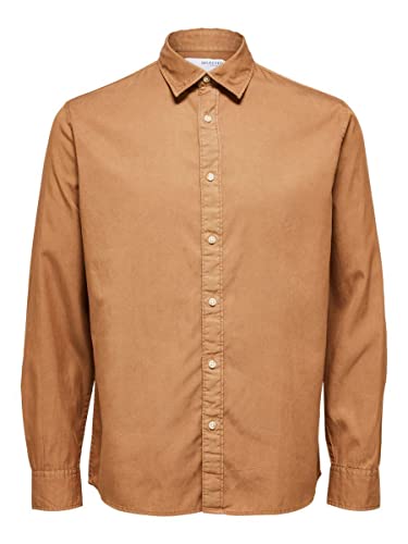 SELECTED HOMME Herren Slhregpastel-linen Shirt Ls W Noos, Toasted Coconut, L von SELETED HOMME