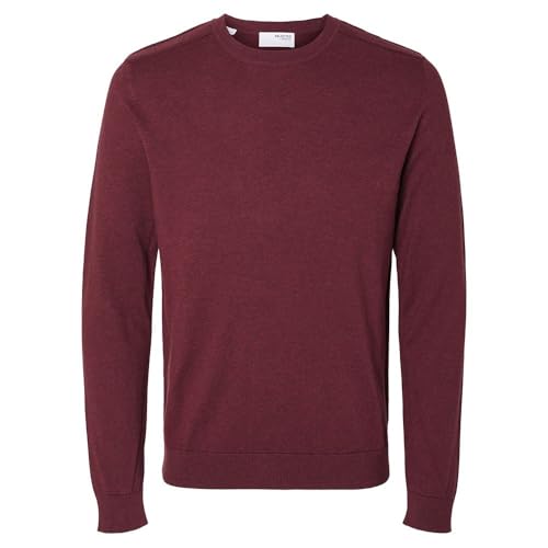 Selected Homme Herren Slhberg Crew Neck Noos Strickpullover, Syrah/Detail:Melange, M EU von SELETED HOMME