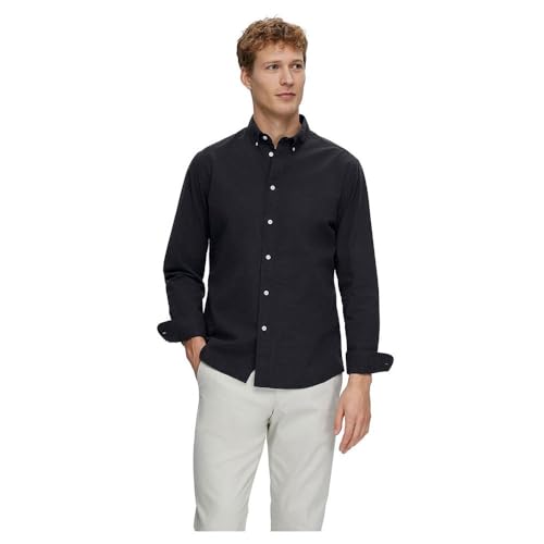 Selected Homme Slhslimrick Poplin Shirt LS Noos, Stilvolles Herrenhemd, Langarmhemd, 100% Baumwolle, Freizeithemd oder Businesshemd, Dunkelblau von SELETED HOMME
