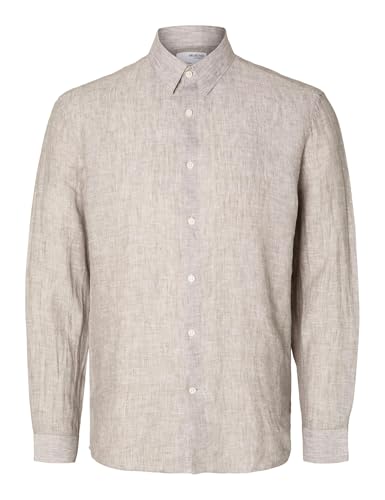 Selected Homme Herren Slhregkylian-Linen Shirt Classic Noos Langarmhemd, Vetiver, XL EU von SELETED HOMME