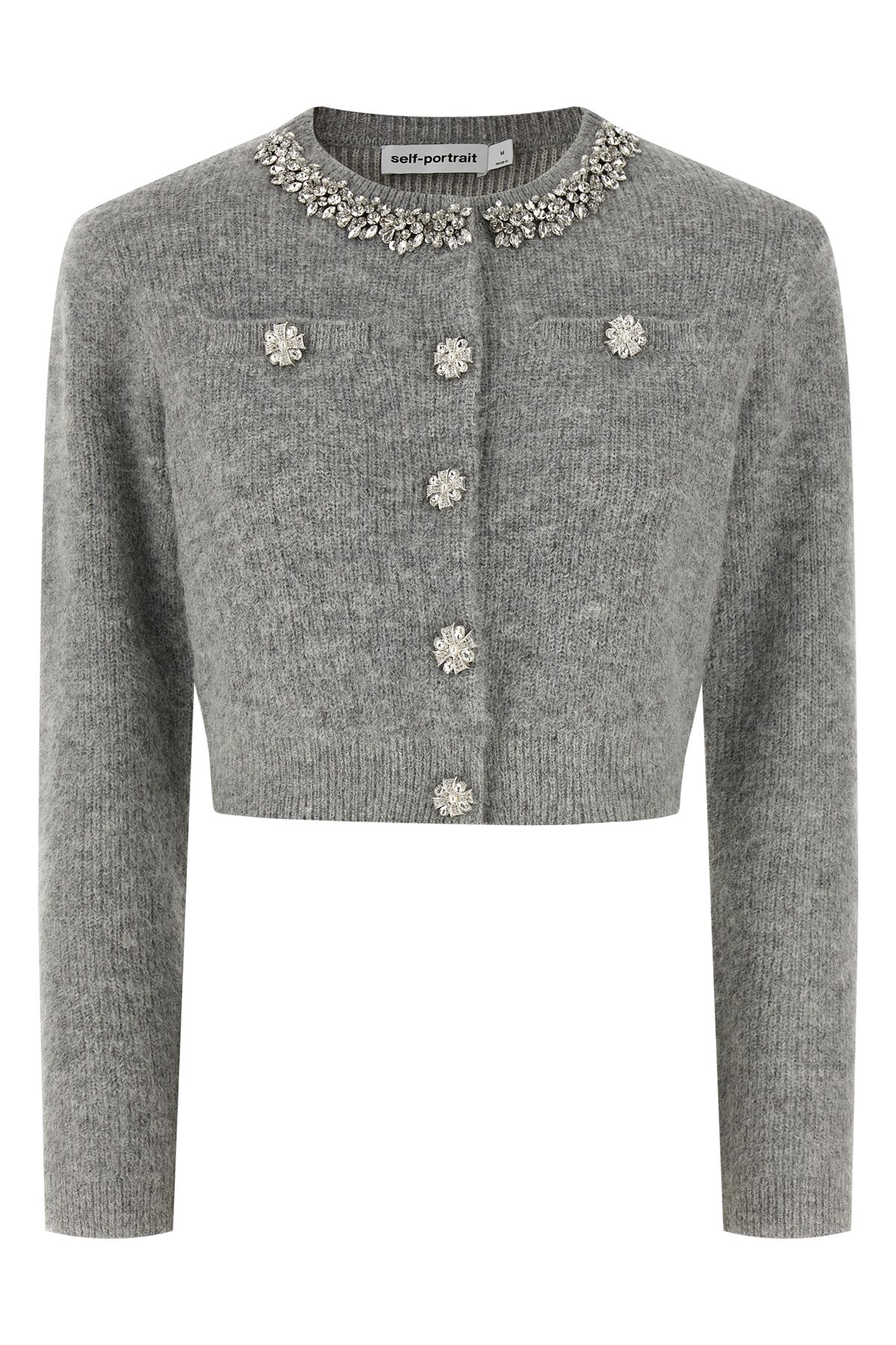 SELF PORTRAIT Cardigan "Grey Fluffy Crystal Trim" von SELF PORTRAIT