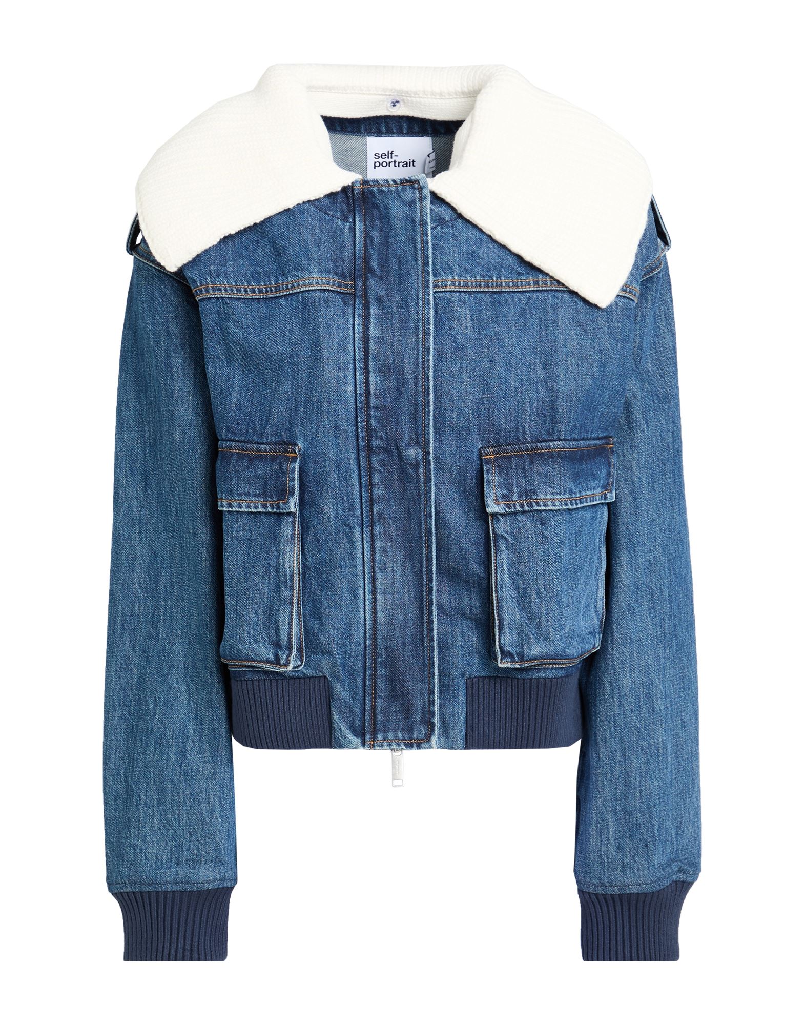 SELF-PORTRAIT Jeansjacke/-mantel Damen Blau von SELF-PORTRAIT