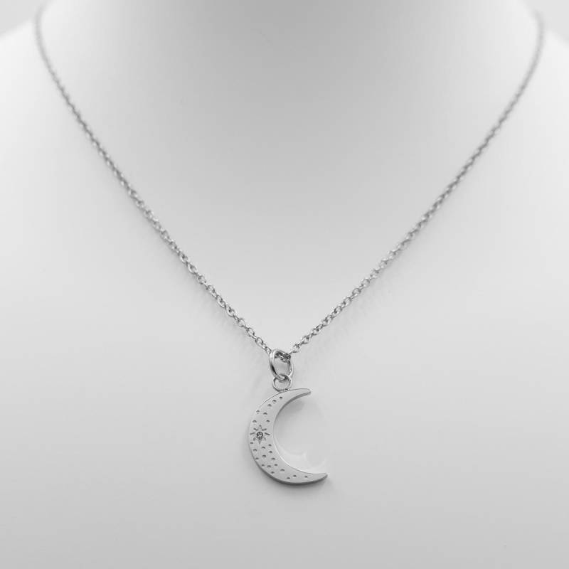 Halskette Mit Mond-Anhänger - Zirkonstein Im Mond Eleganter Schmuck Für Frauen Filigrane Kette Besondere Anlässe von SELFLOVECH