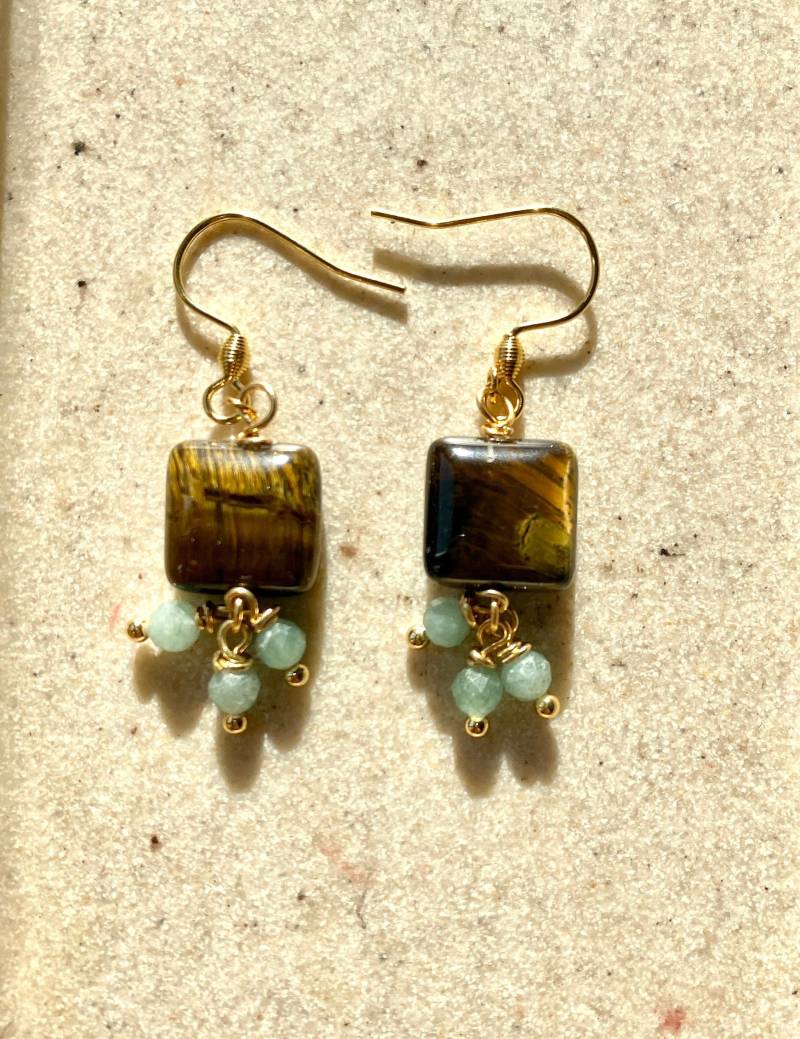 Hängende Ohrringe Ava Aus Edelstahl Und Edelsteinen Handgefertigt Vergoldet von SELFLOVEDE