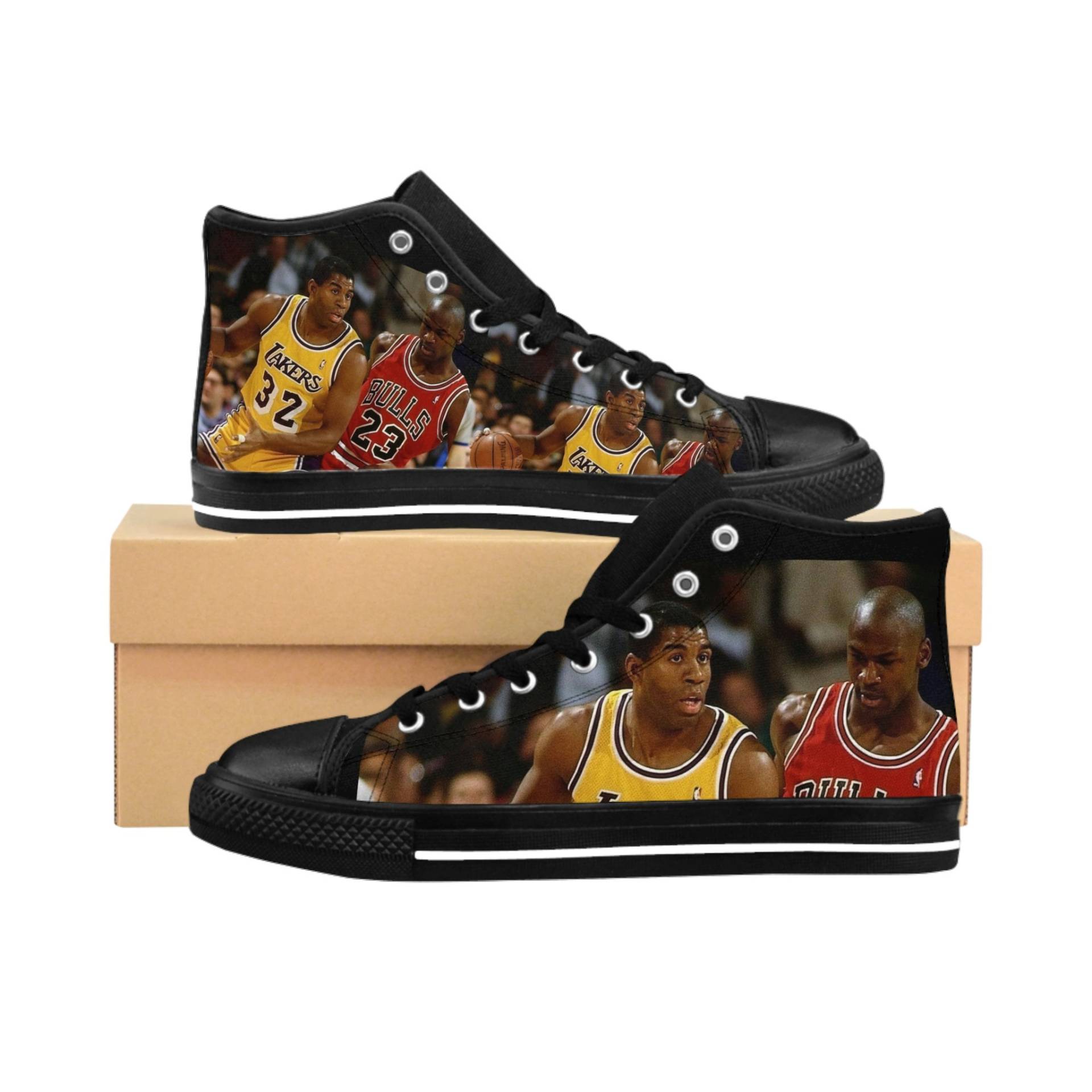 Magic Johnson Vs Micheal Jordan Herren High-Top-Turnschuhe Magic Johnson Vs Micheal Jordan Herren High-Top-Turnschuhe von SELFMADEPROLIFIC
