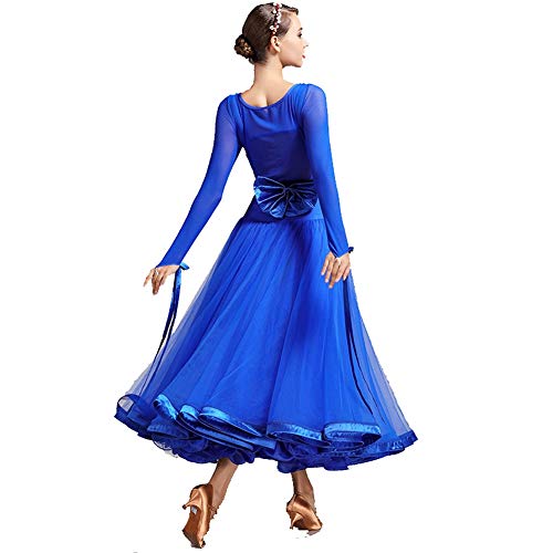 Modernes Tanzkleid National Standard Ballsaal Kleider Cha Cha Walzer Übungsrock Performance Tanzoutfit Abschlussball Ballsaal Tanzkleid (Farbe: Blau, Größe: Small) von SELICO