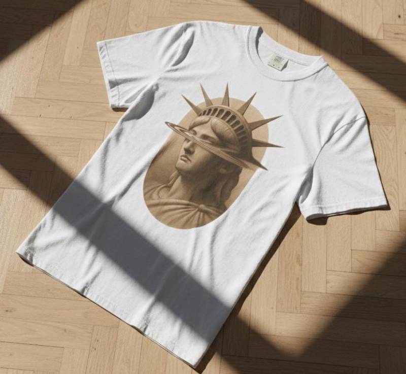 statue Of Liberty Portrait T-Shirt | Vintage Monochrome Usa von SELIFSHOP