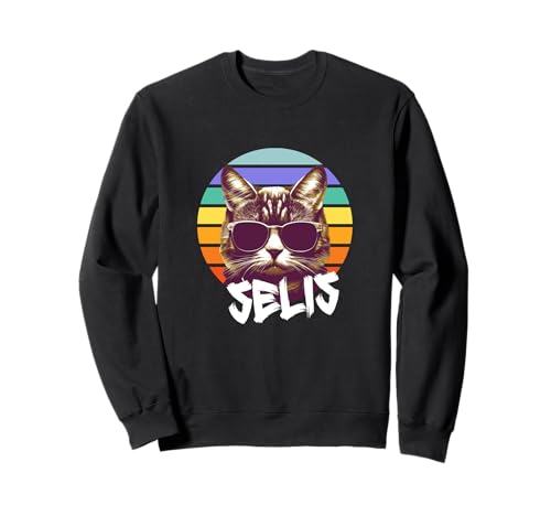 SELIS - Schöner Mädchen Name mit lustiger Katze Sweatshirt von SELIS Tochter Enkel Geburtstag Geschenkideen