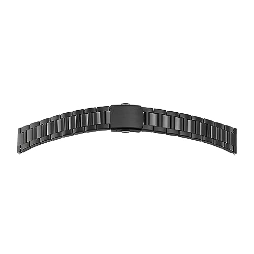 SELVA Quick-Release Metallband, Uhrenarmband aus Edelstahl, poliert, satiniert, für einen schnellen und einfachen Bandwechsel, mit Faltschließe, Größe:22 mm, Farbe:Schwarz von SELVA