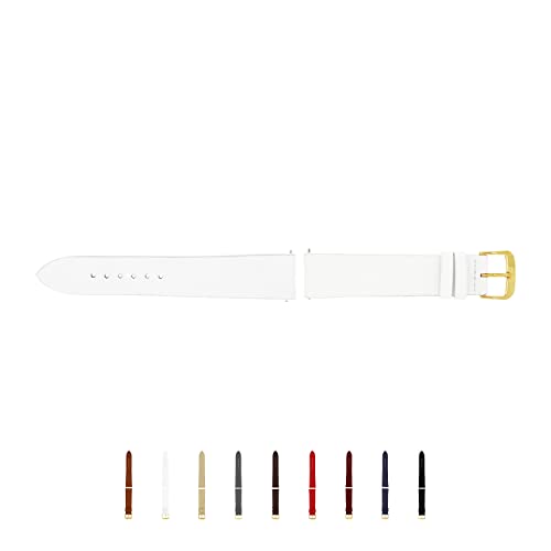 SELVA Uhrenarmband, 14-24 mm, Leder, zum Wechseln, Ersatzarmband für Smartwatch, Made in Germany, Größe:14 mm, Farbe:Weiß mit Goldener Schließe SELVA Uhrenarmband, 14-24 mm, Leder, zum Wechseln, Ersatzarmband für Smartwatch, Made in Germany, Größe:14 mm, Farbe:Weiß mit Goldener Schließe von SELVA