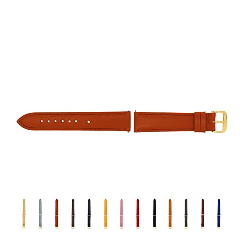 SELVA Uhrenarmband, 14-24 mm, Leder, zum Wechseln, Ersatzarmband für Smartwatch, Made in Germany, Größe:20 mm, Farbe:Cognac mit Goldener Schließe SELVA Uhrenarmband, 14-24 mm, Leder, zum Wechseln, Ersatzarmband für Smartwatch, Made in Germany, Größe:20 mm, Farbe:Cognac mit Goldener Schließe von SELVA
