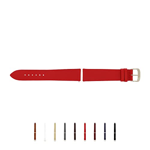 SELVA Uhrenarmband, 14-24 mm, Leder, zum Wechseln, Ersatzarmband für Smartwatch, Made in Germany, Größe:20 mm, Farbe:Rot mit silberner Schließe von SELVA