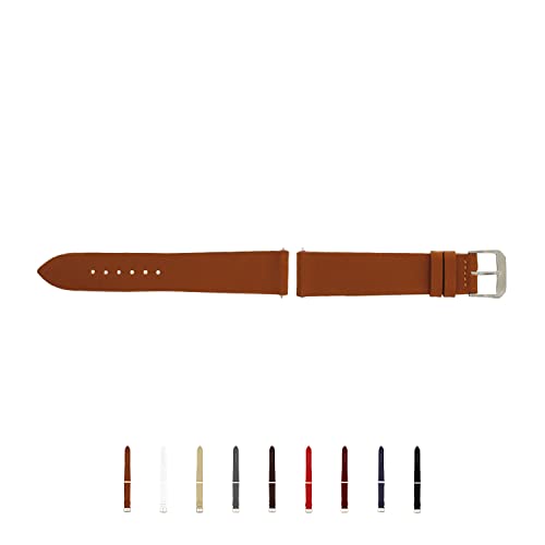 SELVA Uhrenarmband, 14-24 mm, Leder, zum Wechseln, Ersatzarmband für Smartwatch, Made in Germany, Größe:20 mm, Farbe:Cognac mit silberner Schließe SELVA Uhrenarmband, 14-24 mm, Leder, zum Wechseln, Ersatzarmband für Smartwatch, Made in Germany, Größe:20 mm, Farbe:Cognac mit silberner Schließe von SELVA