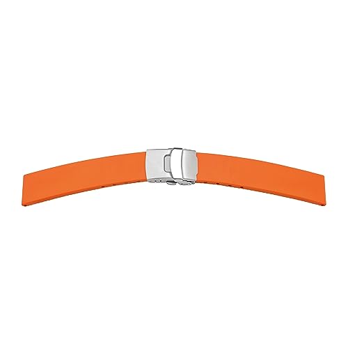 SELVA Uhrenarmband mit Faltschließe, aus Kautschuk, Ersatzband, für Herren, Größe:20 mm, Farbe:Orange von SELVA