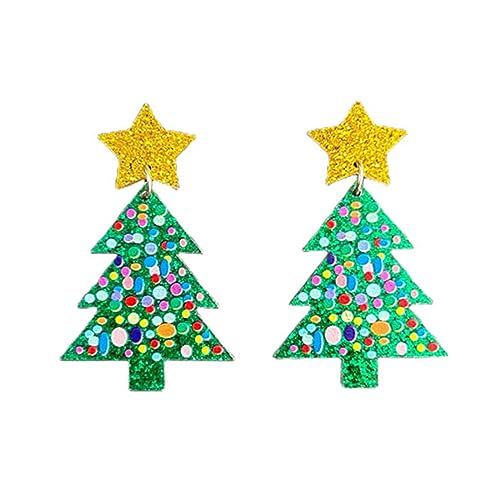 1 Paar Acryl Christmas Tree Pailletten Mehrfarbige Regenbogenohrringe Elegante Glitzerohrringe 2023 Trend Frauen Schmuck von SELVFZ