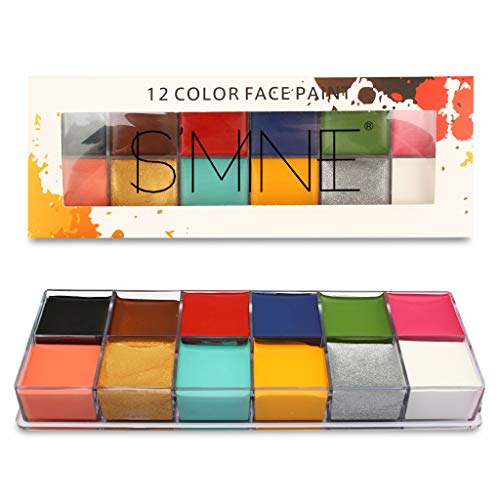 12 Farben Face Body Painting Kunst Nicht Giftig Sicheres Ölfarbe Halloween Kostüm Kleid Schönheit Make Up Symboller Gesichtsmalerei Kits Für Kinder Professionelle Gesichtsfarbe Make Up Palette von SELVFZ