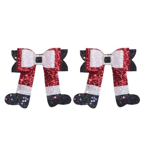 2pcs Bowknot Haar Accessoire Stiefel Bowknot Haare Barrette Haar Ornament Weihnachtshaarclip Auffällige Haarnadel Für Mädchen von SELVFZ