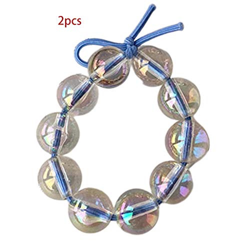 2pcs Glänzende Farbenfrohe Haarbindungen Holographische Klare Blasenperlen Elastische Gummi Band Seilschmuck Ponytailhalter Scrunchie von SELVFZ