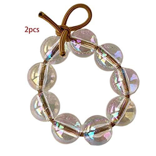 2pcs Glänzende Farbenfrohe Haarbindungen Holographische Klare Blasenperlen Elastische Gummi Band Seilschmuck Ponytailhalter Scrunchie von SELVFZ