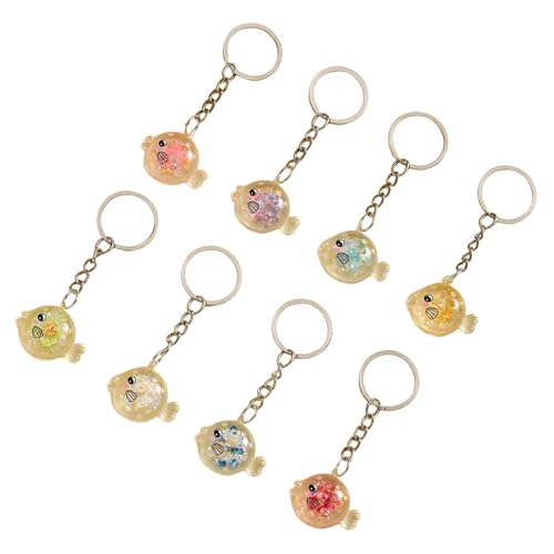 8pcs Nacht Sichtbare Silikonpuffer Fisch Schlüsselbund Noctiluce Puffer Fisch Keyring Kollektion Silikon Sturdy Key Decors Schlüsselringe von SELVFZ