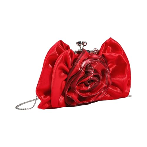 Abendbetriebsbärte Blumenhandtasche Blumenumhängetasche Mit Kette Für Braut Und Brautjungfern Bei Hochzeiten Oder Prom Event Frauen Pliserabendabendparty Geldbörse von SELVFZ
