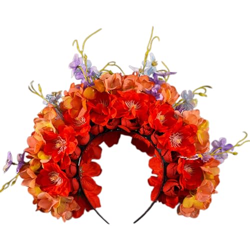 Anmutig Blumenhaarkranz Seiden Kopfstück Ethnische Haardekoration Mit Farbenfrohen Blumen Blumencharm Für Photoshots von SELVFZ