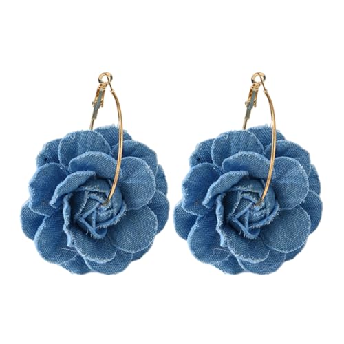 Blumenstropfen Ohrringe Leichte Kamellienohrringe Allergie Frei Blau Blumenohr Anhänger Handgefertigte Denims Ornament Einzigartige Ohr Verzierungen von SELVFZ