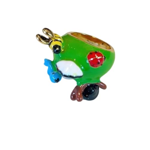 Cartoon Frösche Emaillierte Dropringe Trendy Stapelbare Schmuck Minimalisten Stile Stabile Legierung Für Jugendtrendy Schichtringe Designs von SELVFZ