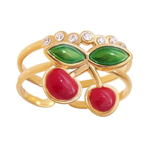 Cherries Inspirierte Offene Bandringe Stilvolle Edelstahl Verstellbarergröße Ehering Mode Schmuckgeschenk Für Ihren Trendigen Stapelbaren Kirschring Cherries Inspirierte Offene Bandringe Stilvolle Edelstahl Verstellbarergröße Ehering Mode Schmuckgeschenk Für Ihren Trendigen Stapelbaren Kirschring von SELVFZ