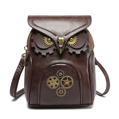 Damen Cartoon Owl Recond Bag Girls PU Leder Crossbody Body Süße Münze Geldbeutel Mittelalterlicher Messengerbeutel Für Tägliche Reisen Damen PU Leder Bag Mittelalterliche Umhängetasche Owl von SELVFZ