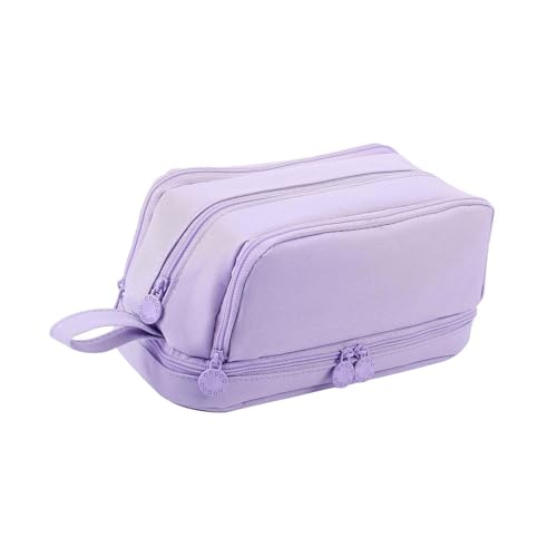 Doppelschichten Bleistiftkoffer Stiftbeutel Große Kapazität Stiftkoffer Stifte Beutel Solid Color Bag Schreibtisch Organisatoren Beutel Feste Farben Doppelschichten Für Die Schule von SELVFZ