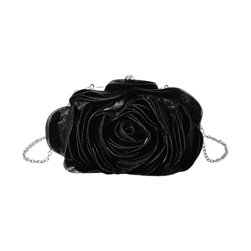 Elegante Frauen Rose Blumen Satins Klauen Abendbeutel Mit Kette Für Hochzeiten Und Partys Crossbody Handtasche Hochzeit Abendtasche von SELVFZ