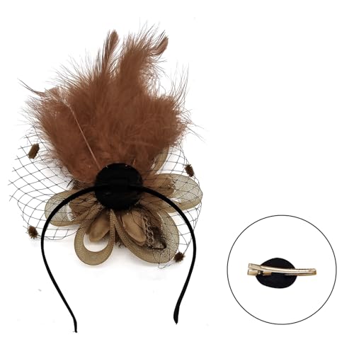 Federhaarclip Cocktails Elegante Blumenkopfbewegung Für Mädchen Haare Kopfbedeckung Roaring 1920er Flapper Haare Clip von SELVFZ