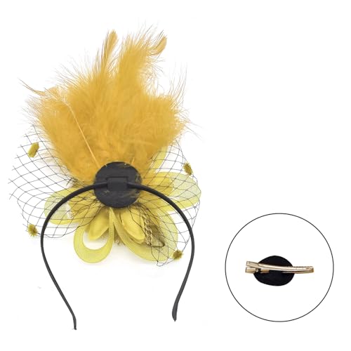Federhaarclip Cocktails Elegante Blumenkopfbewegung Für Mädchen Haare Kopfbedeckung Roaring 1920er Flapper Haare Clip von SELVFZ