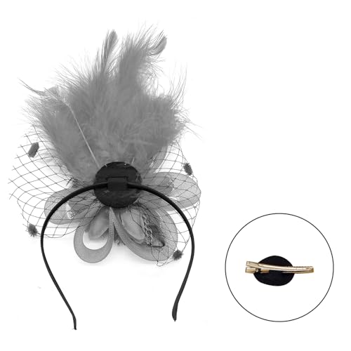 Federhaarclip Cocktails Elegante Blumenkopfbewegung Für Mädchen Haare Kopfbedeckung Roaring 1920er Flapper Haare Clip von SELVFZ