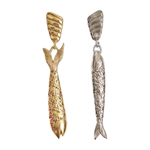 Fischform Elegante Stollen Ohrringe Vintage Ohrstollen Edelstahl Textur Ohrschmuck Geeignet Für Stilvolle Outfits Komfortable Partyohrringe von SELVFZ