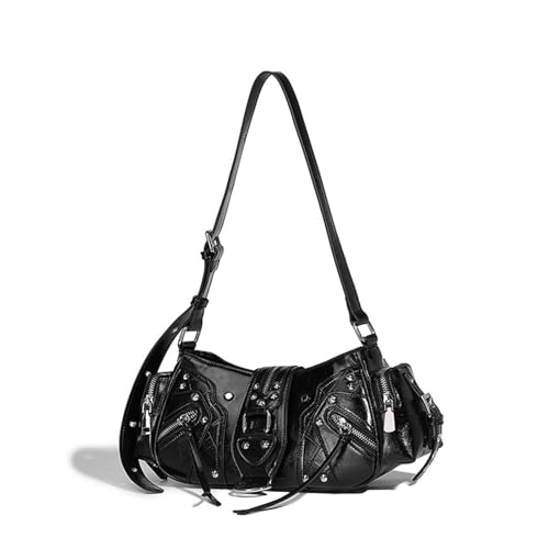 Frauen Achselhöhlen Tasche Multi Pockets Handtasche All Matching Crossbody Bag Nieten Pendeln Retro Schulter Für Tägliche Frauen Mode Achselhöhle PU Leder Crossbody Retro Nieten Schulter von SELVFZ