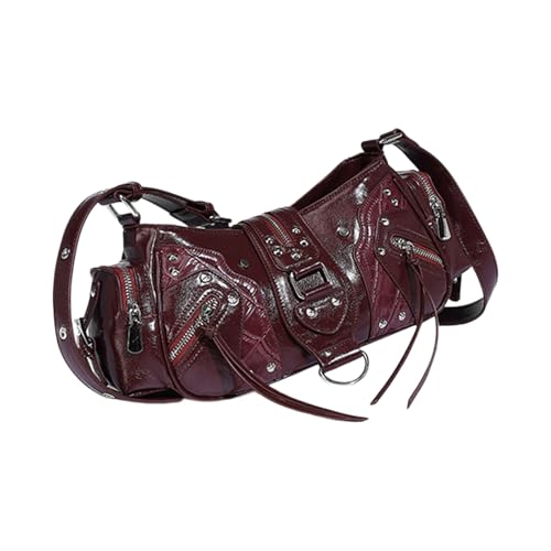 Frauen Achselhöhlen Tasche Multi Pockets Handtasche All Matching Crossbody Bag Nieten Pendeln Retro Schulter Für Tägliche Frauen Mode Achselhöhle PU Leder Crossbody Retro Nieten Schulter von SELVFZ