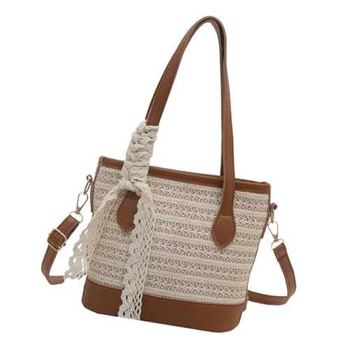Frauen Tasche Schöne Crossbody Bag Einfacher Schulterstrohhandtasche Eimer Großkapazität Messenger Für Alltägliche Frauen Strand Große Kapazität Schulter Stroh Crossbody Eimer von SELVFZ