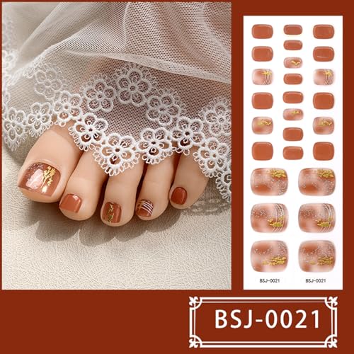 Full Toe Wraps Sticker Kleber Zehennagel Wickeln Glitzer Zehen Nägel Maniküre Aufkleber Blätter Frauen Mädchen Nagelkunstdekoration von SELVFZ