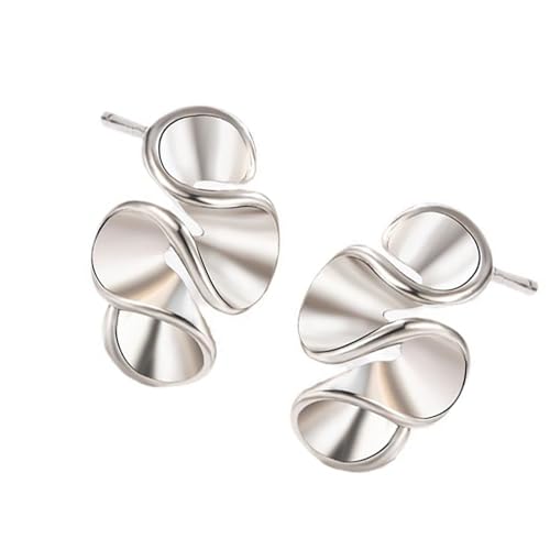 Geometrische Rüschenschstene Ohrringe Ohrstöben Mode Ohren Schmuck Kupferstruktur Geeignet Für Verschiedene Anlässe Tragen Geometrische Faltenohrringe von SELVFZ