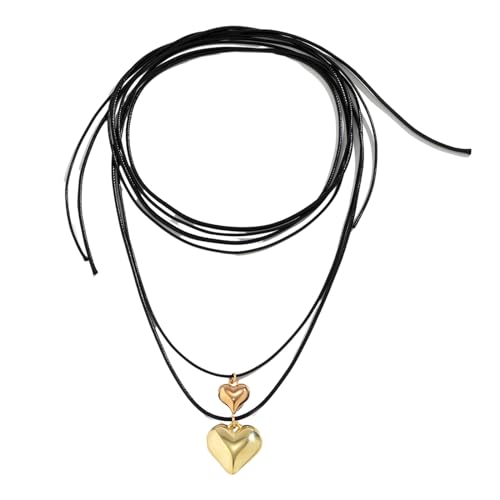 Gold Silber Love Heart Halskette Frauen Temperament Nische Rotes Trottel Kette Kettenstudent Verstellbarer Kettenschmuck von SELVFZ