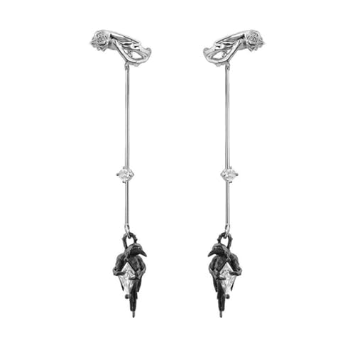 Gothic Animal Inspiriertes Ohrmanschette Für Männer Und Frauen Handgefertigtes Ohrhook Anhänger Mit Rose Detail Legierung Dunkler Schmuck Unisex Krähe Ohr Ohr Kletterlegierung Accessoire von SELVFZ