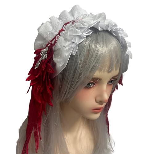 Gothic Hair Accessoire Mit Weicher Spitze Und Metallkreuzen Dekoration Gothisches Spitzenhaarband Für Punkstile Kopfstücke von SELVFZ
