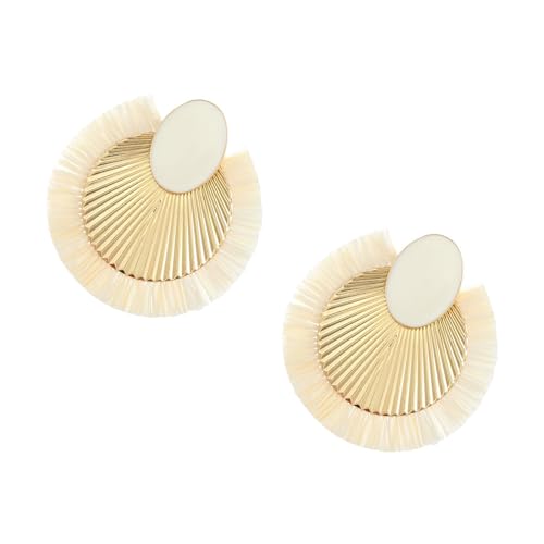 Handgefertigte Raffia Metal Fan Ohrringe Fringe Statement Ohrstollen Bequeme Böhmische Ohrhörer Schmucklegierung Textur Für Tägliche Quasten Ohrringe von SELVFZ