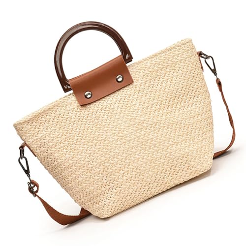 Handgewebte Umhängetasche Für Frauen Top Handtasche Strand Mädchen Crossbody Shopping Stroh Boten Frauen Strand Mode Schulter Crossbody Handgewebtes Handtasche Und Geldbörse von SELVFZ