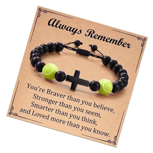 Herren Schwarz Geflochtene Holzkruzifixarmband Naturholzperlen Kabel Sportstile Vielseitige Schmuck Geschenk Sport Thematisches Holzarmband Für Männer von SELVFZ