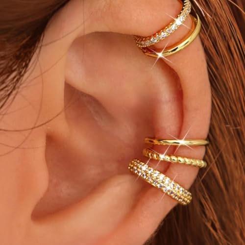 Hypoallergenen Ohrmanschettenohrringe Clip Auf Designs 14K Gold Plattiert Verstellbar Frauen Schmuckzubehör Einstellbarer Clip An Knorpelohrringen von SELVFZ