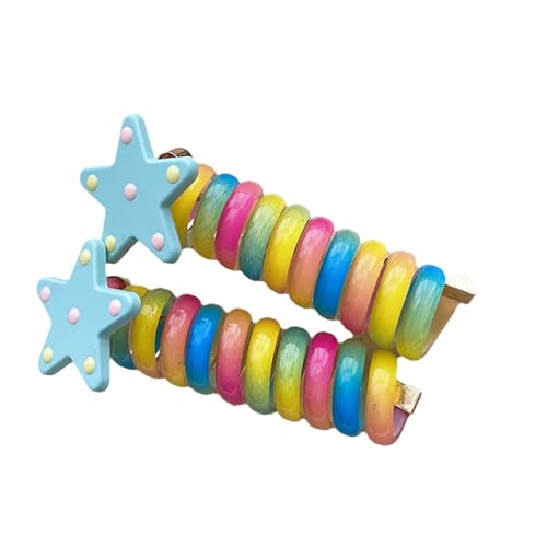 Kinder Haarspulen Farbenfrohe Haarschmuck Mit Regenbogenstern Verstellbar Ohne Schaden Sanft Auf Haarbändern von SELVFZ